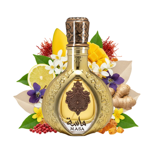 Skład zapachu Lattafa Pride Masa: soczyste mango, imbir i luksusowy zamsz – piramida nut