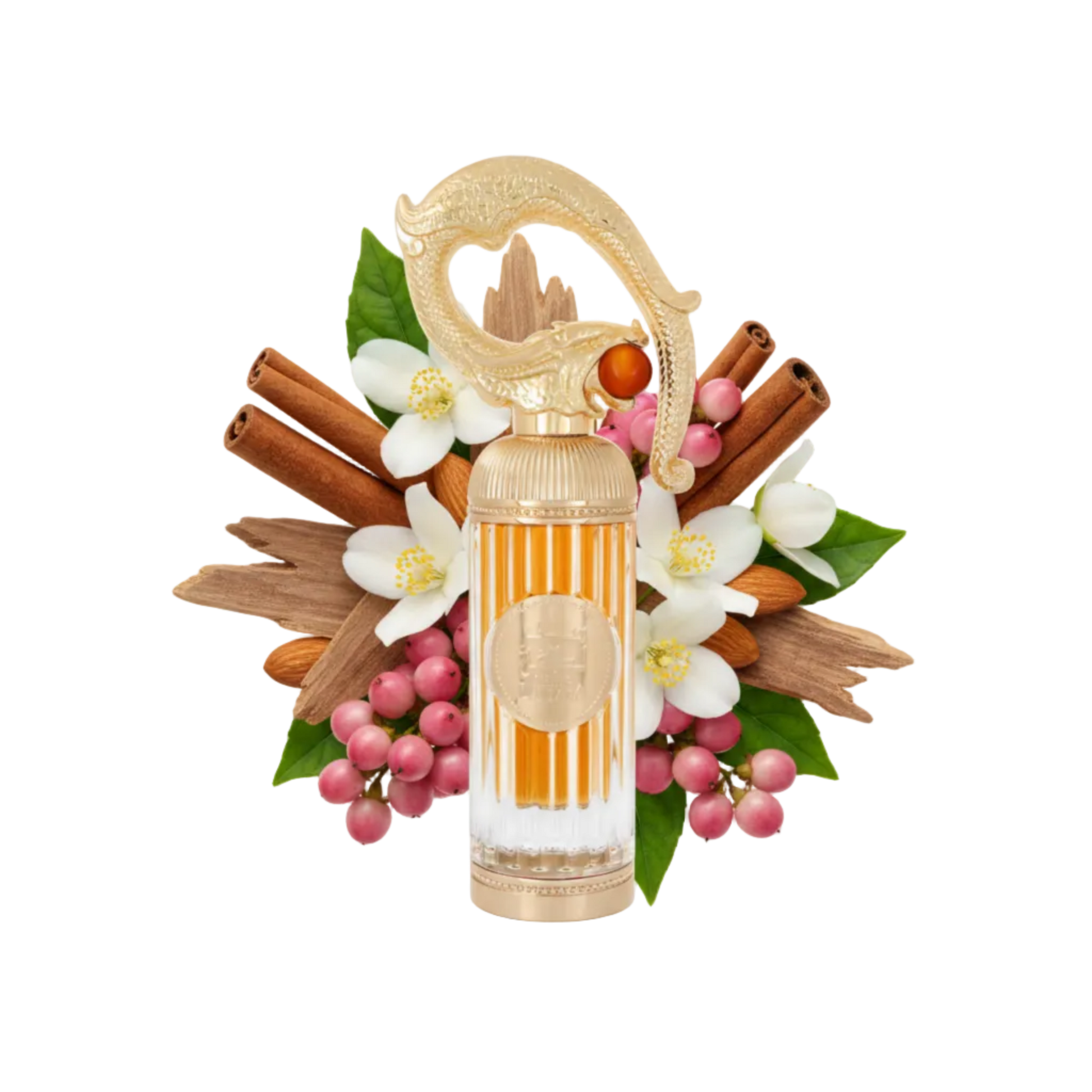 Składniki perfum Lattafa Sehr: cynamon, gorzki migdał, akigalawood i jaśmin – trwała odlewka zapachu w typie Vanilla Sex