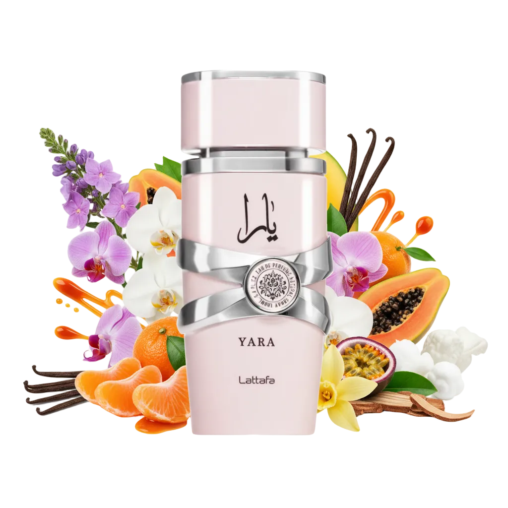 Lattafa Yara – arabskie perfumy, flakon z nutami owoców tropikalnych, wanilii i mlecznych akordów